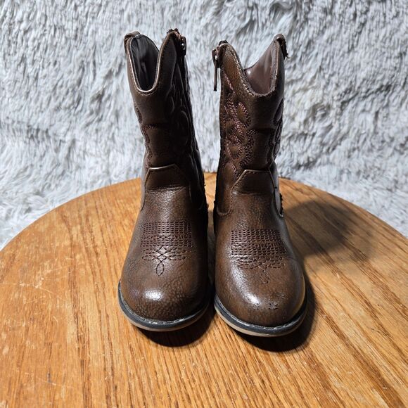 Cat & Jack Memphis Kids Size 7C Little Kids Western Brown Toddler Cowboy Boots - Picture 2 of 11